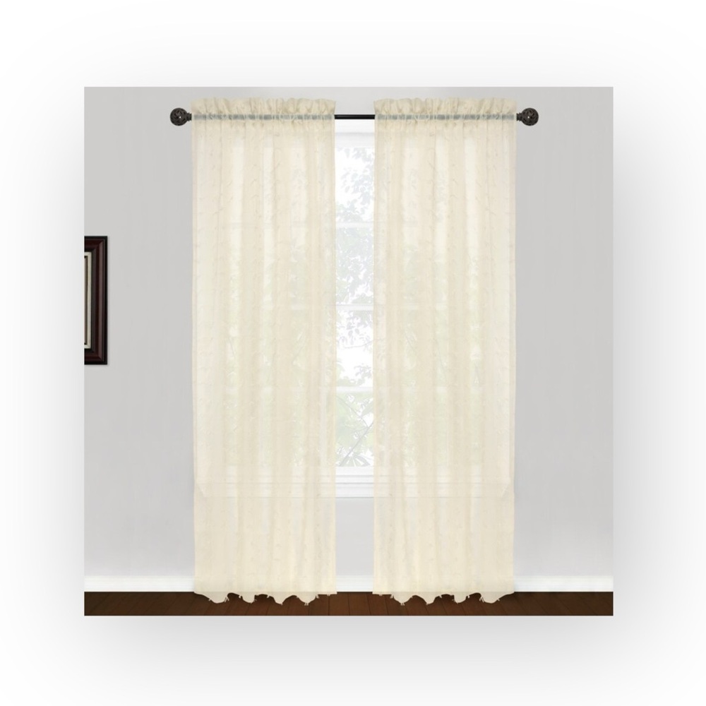 new Boho Chic ✶ Set 2 Rod Pocket Panel Curtains ✶ Semi Sheer Natural ✶ 40” x 84” - Picture 7 of 15